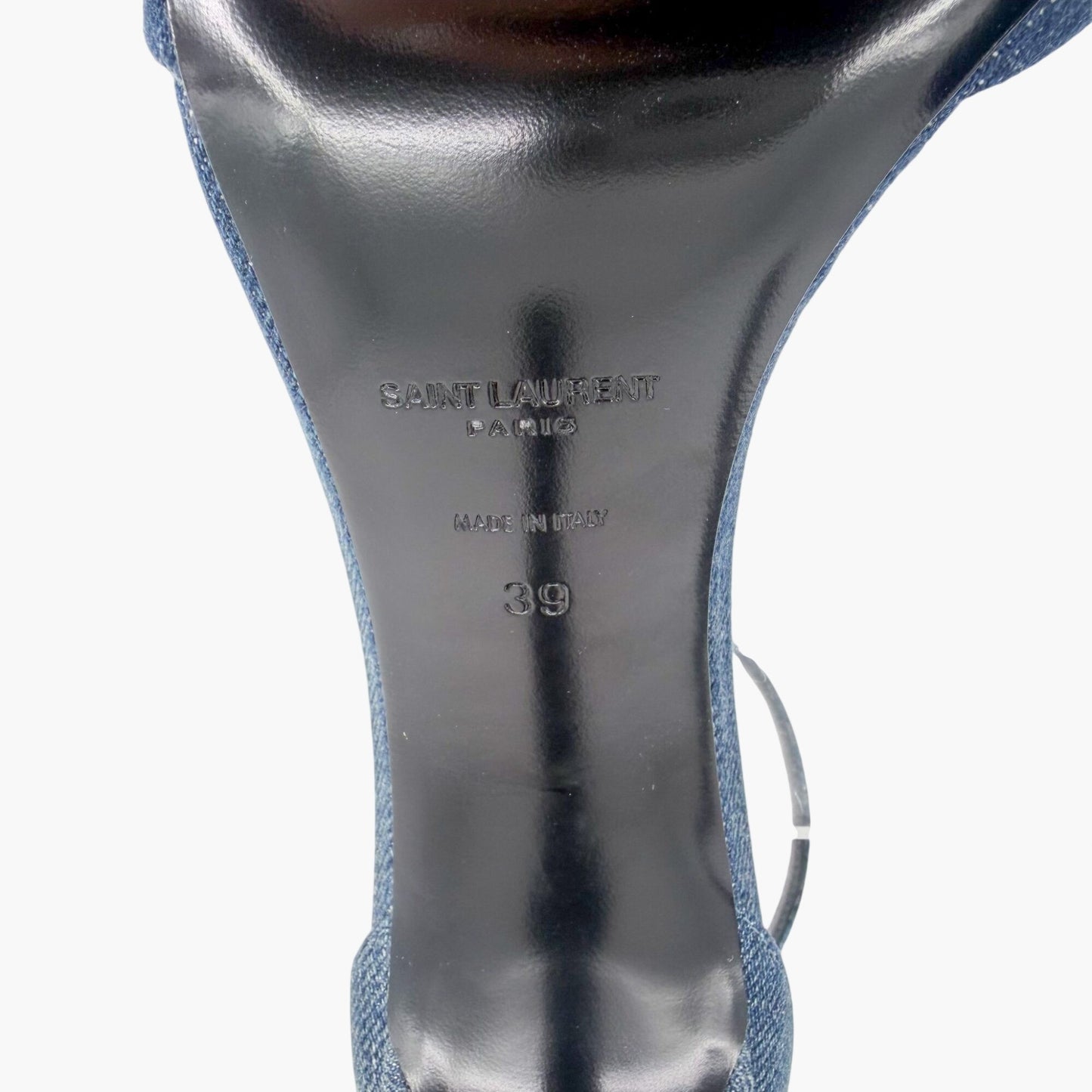 Saint Laurent Bea 105 Denim Sandals in Blue Size 39