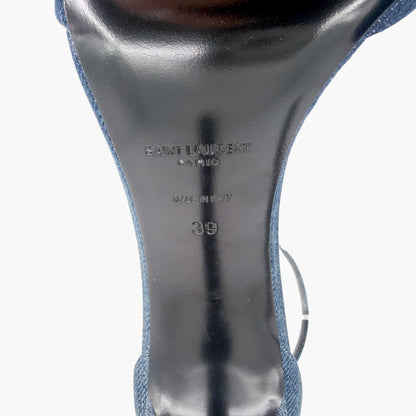 Saint Laurent Bea 105 Denim Sandals in Blue Size 39