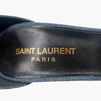 Saint Laurent Bea 105 Denim Sandals in Blue Size 39
