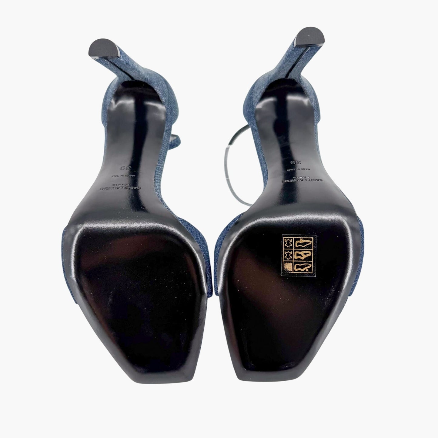 Saint Laurent Bea 105 Denim Sandals in Blue Size 39