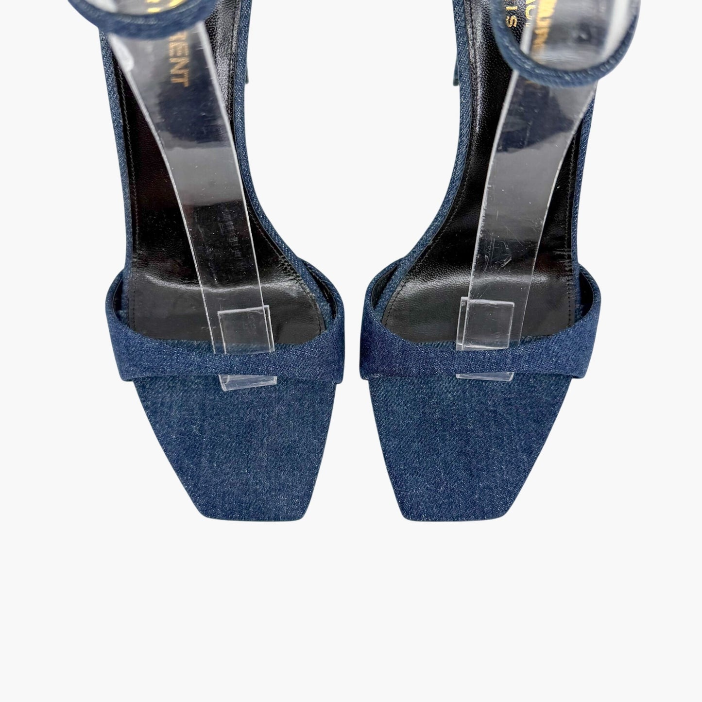 Saint Laurent Bea 105 Denim Sandals in Blue Size 39