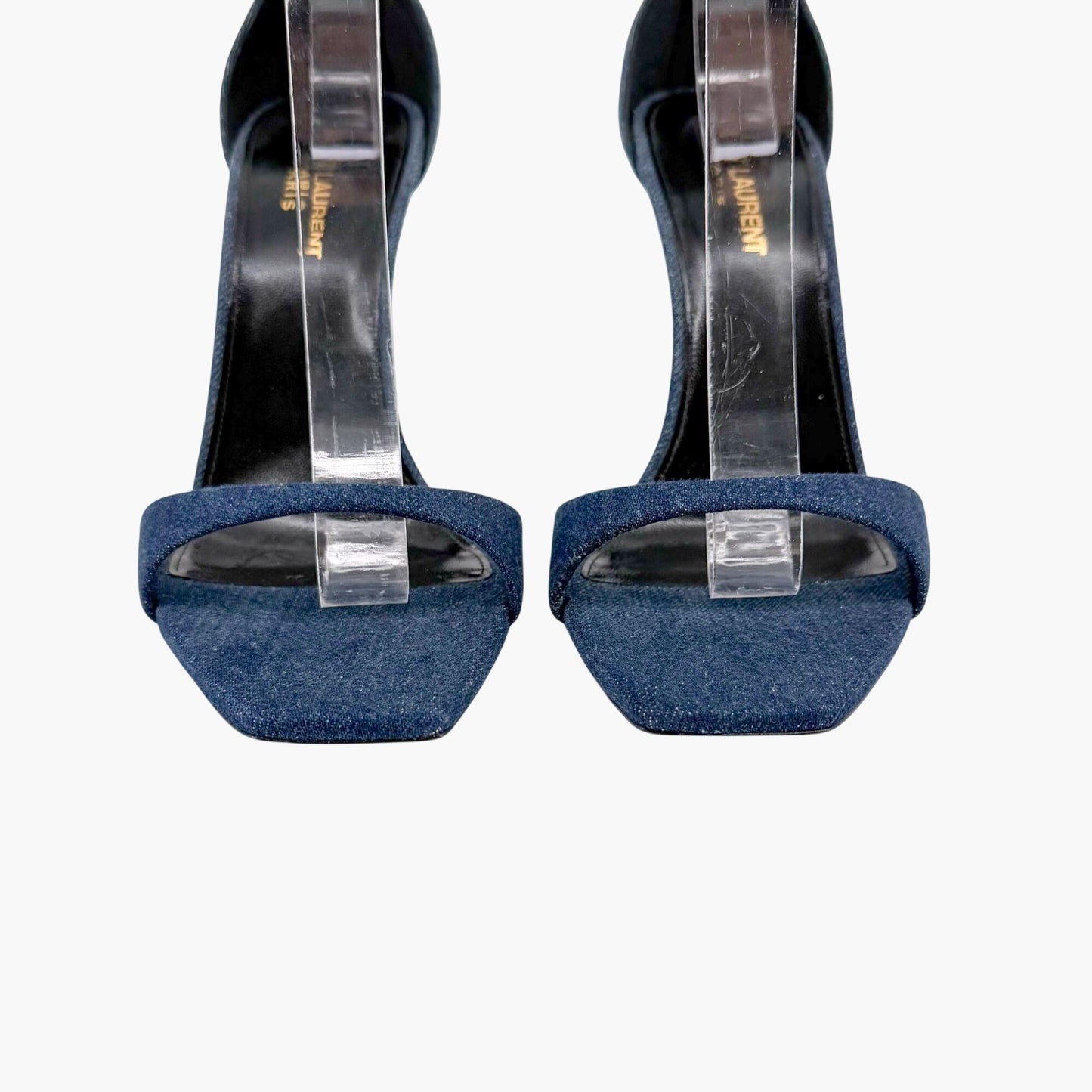 Saint Laurent Bea 105 Denim Sandals in Blue Size 39