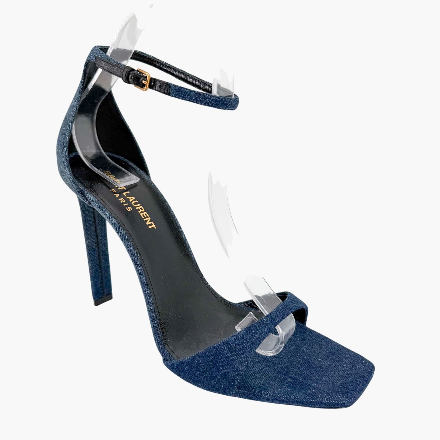 Saint Laurent Bea 105 Denim Sandals in Blue Size 39