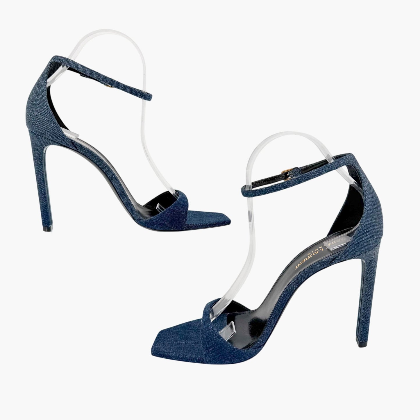 Saint Laurent Bea 105 Denim Sandals in Blue Size 39
