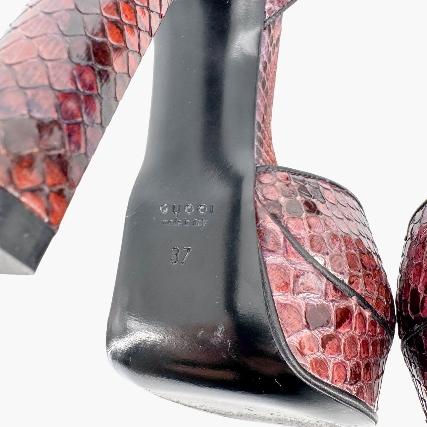 Huston Platform Pumps in Maroon Red Python Size 37