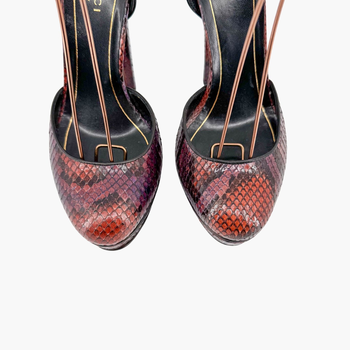 Huston Platform Pumps in Maroon Red Python Size 37