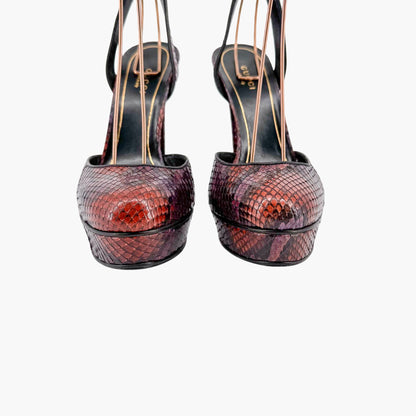 Huston Platform Pumps in Maroon Red Python Size 37