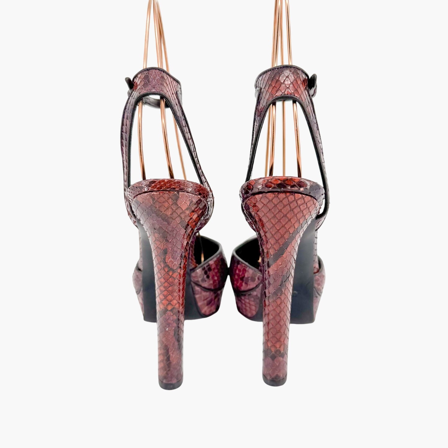 Huston Platform Pumps in Maroon Red Python Size 37
