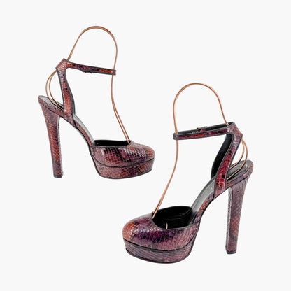Huston Platform Pumps in Maroon Red Python Size 37