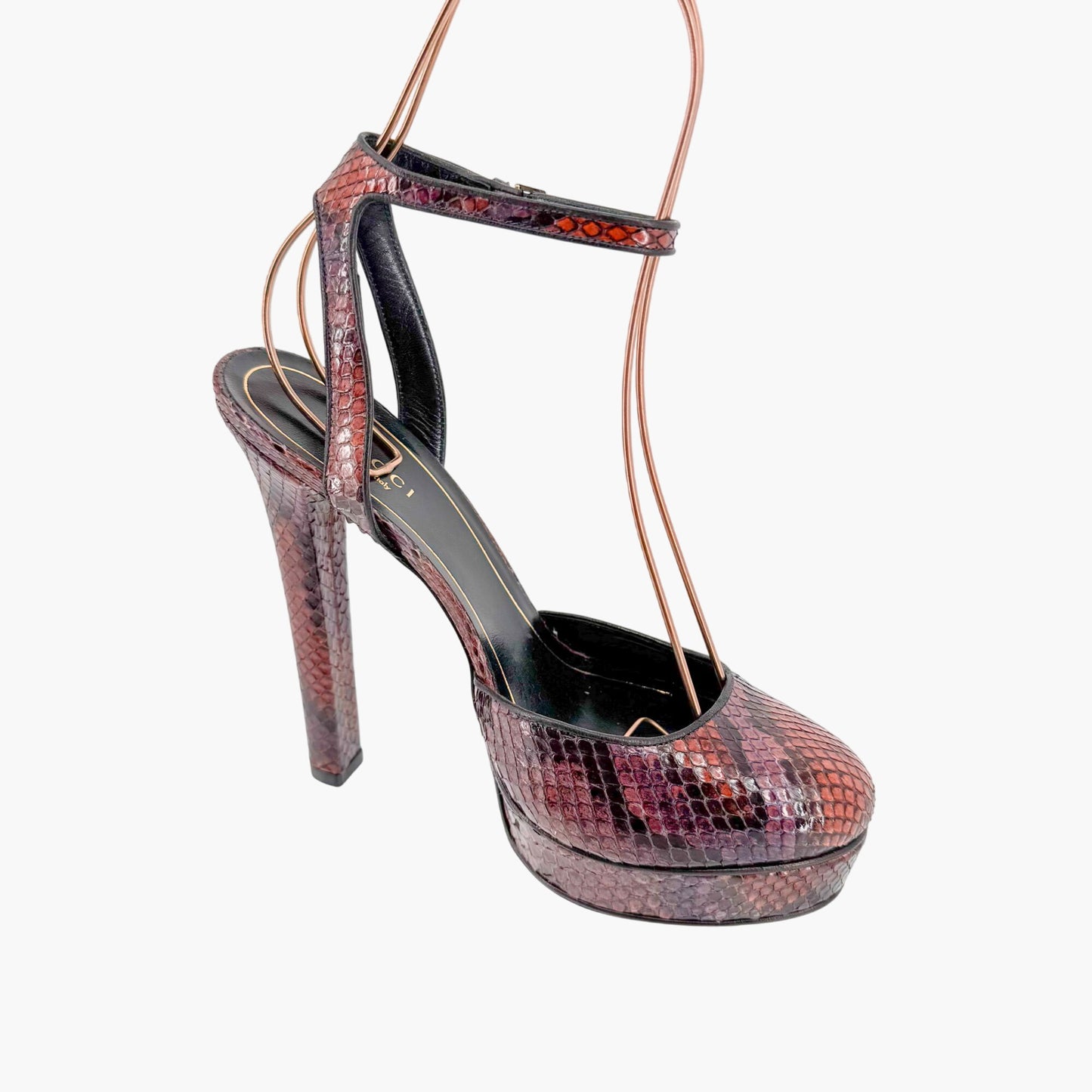 Huston Platform Pumps in Maroon Red Python Size 37