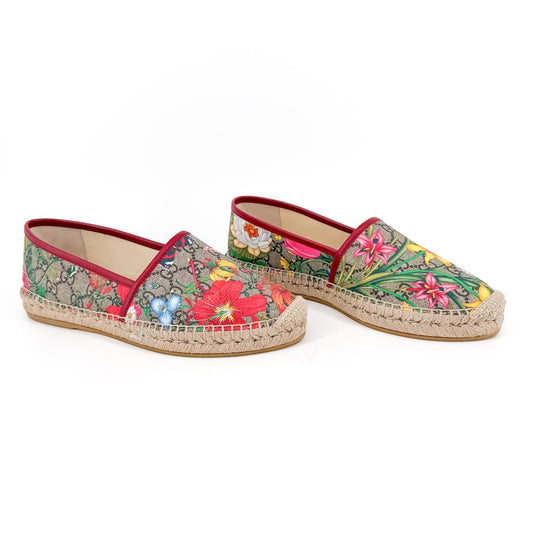 Gucci Supreme Flora Espadrilles Beige GG Size 40