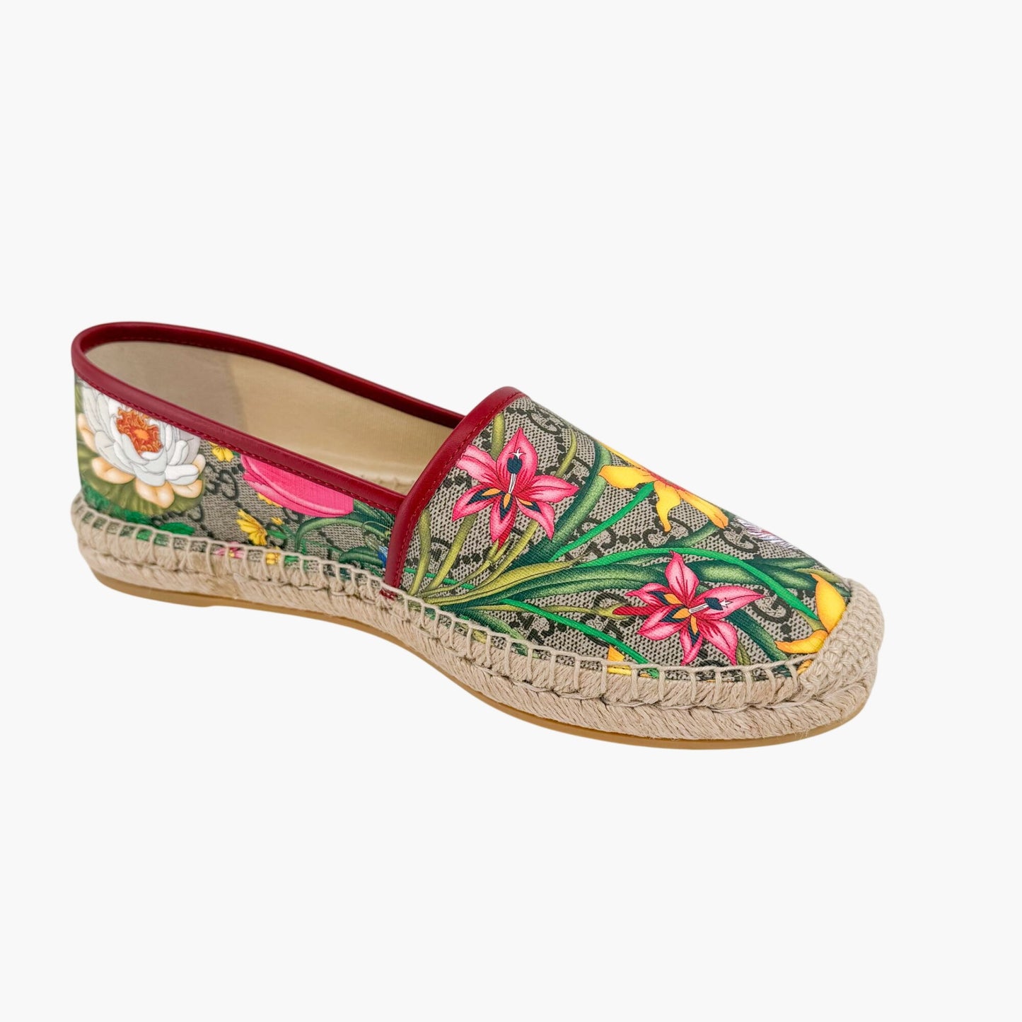 Gucci Supreme Flora Espadrilles Beige GG Size 40