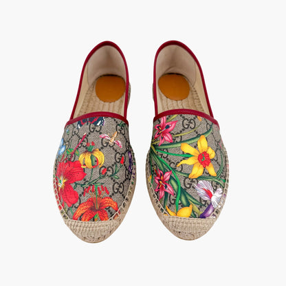 Gucci Supreme Flora Espadrilles Beige GG Size 40