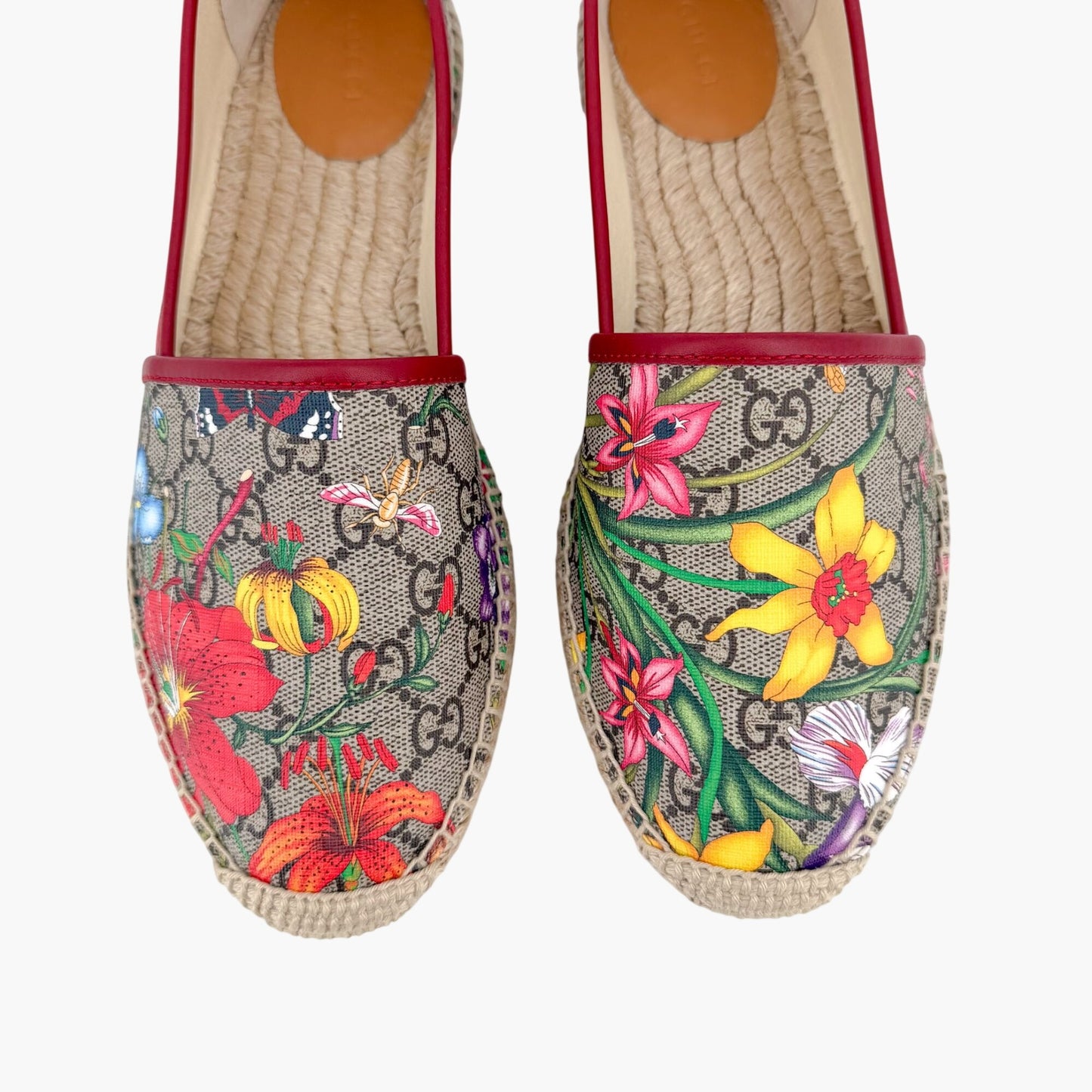 Gucci Supreme Flora Espadrilles Beige GG Size 40