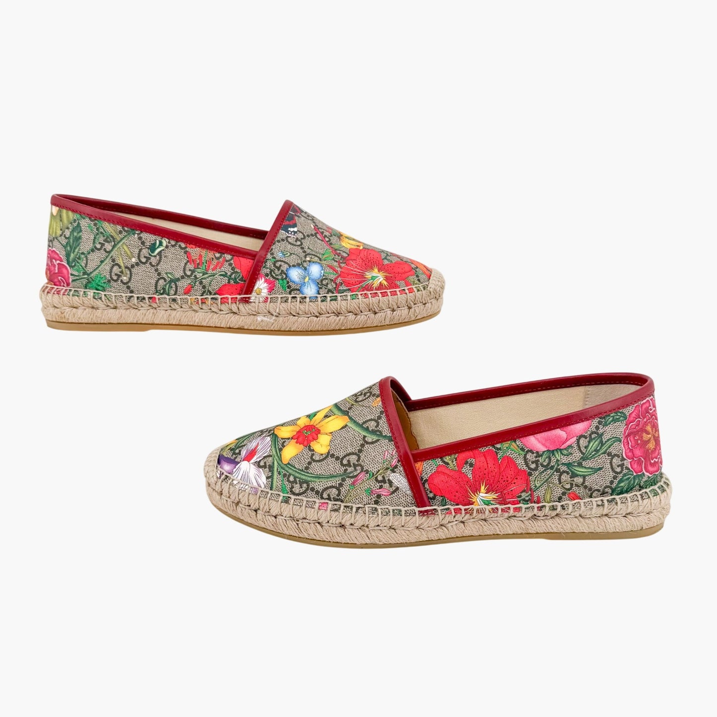 Gucci Supreme Flora Espadrilles Beige GG Size 40