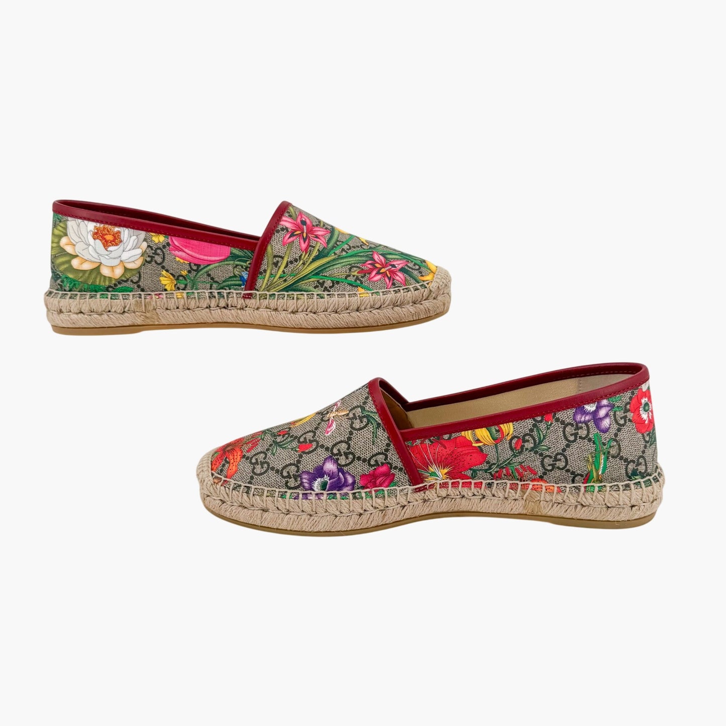 Gucci Supreme Flora Espadrilles Beige GG Size 40