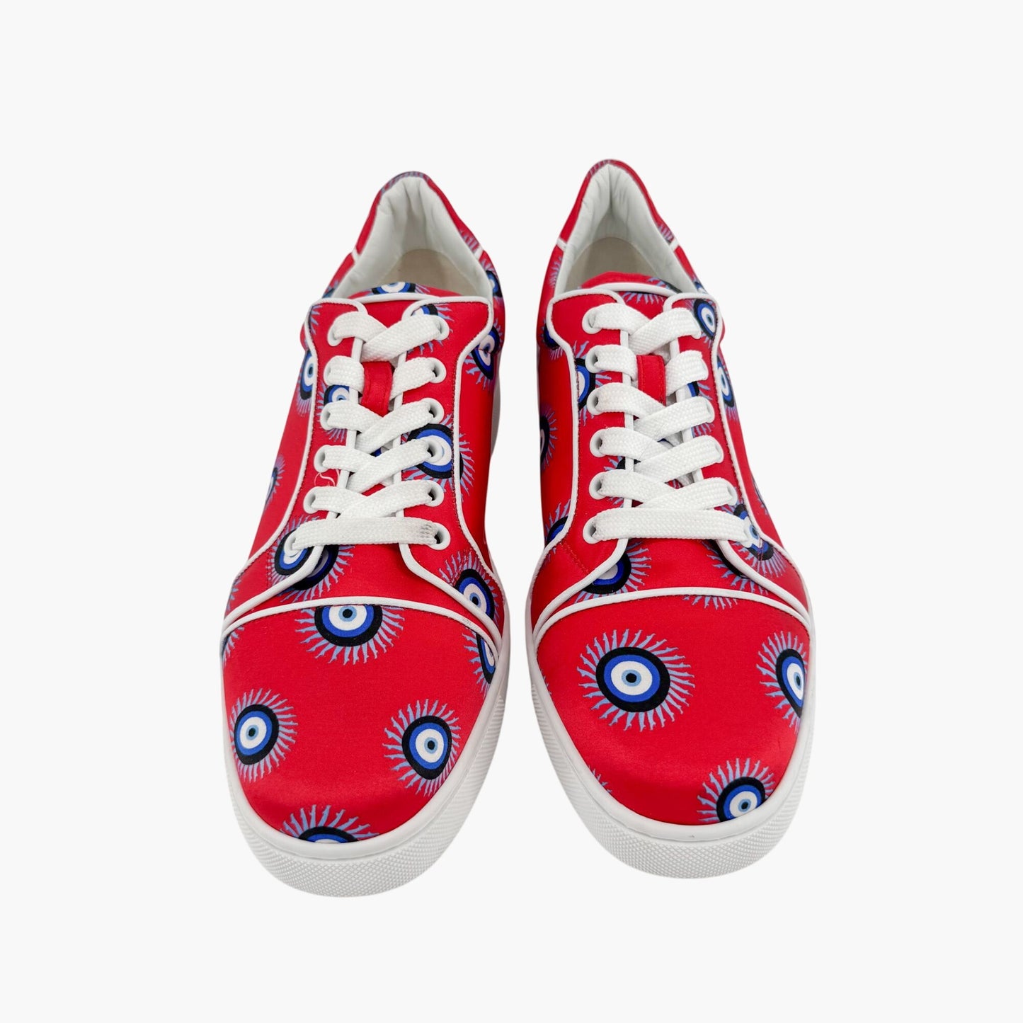 Christian Louboutin Vieira Orlato Evil Eye Sneakers in Red Satin Size 40
