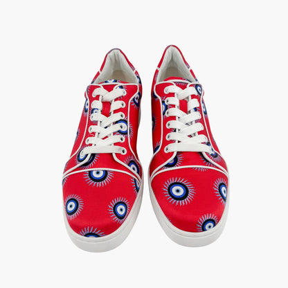 Christian Louboutin Vieira Orlato Evil Eye Sneakers in Red Satin Size 40