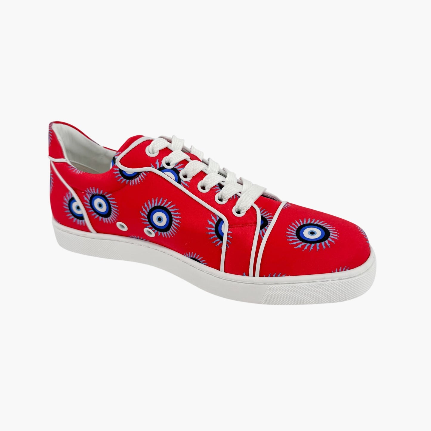 Christian Louboutin Vieira Orlato Evil Eye Sneakers in Red Satin Size 40