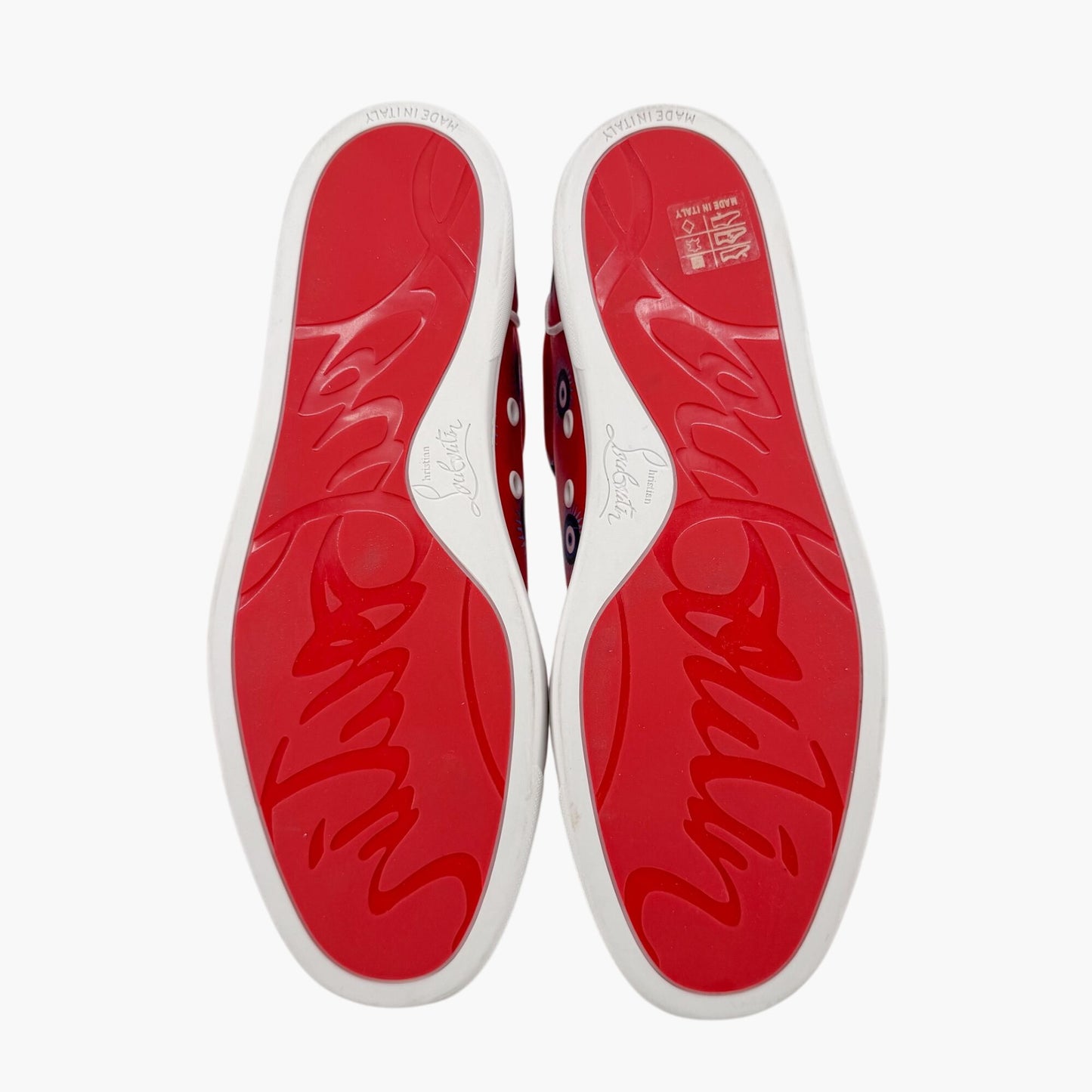 Christian Louboutin Vieira Orlato Evil Eye Sneakers in Red Satin Size 40