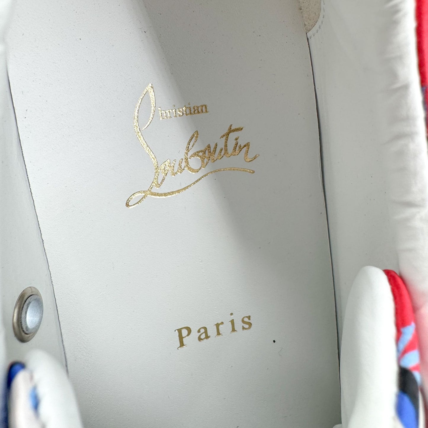 Christian Louboutin Vieira Orlato Evil Eye Sneakers in Red Satin Size 40