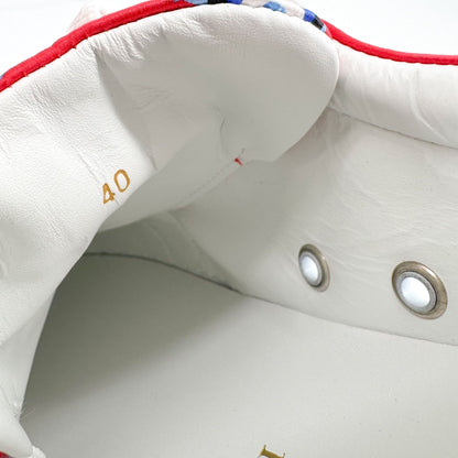 Christian Louboutin Vieira Orlato Evil Eye Sneakers in Red Satin Size 40