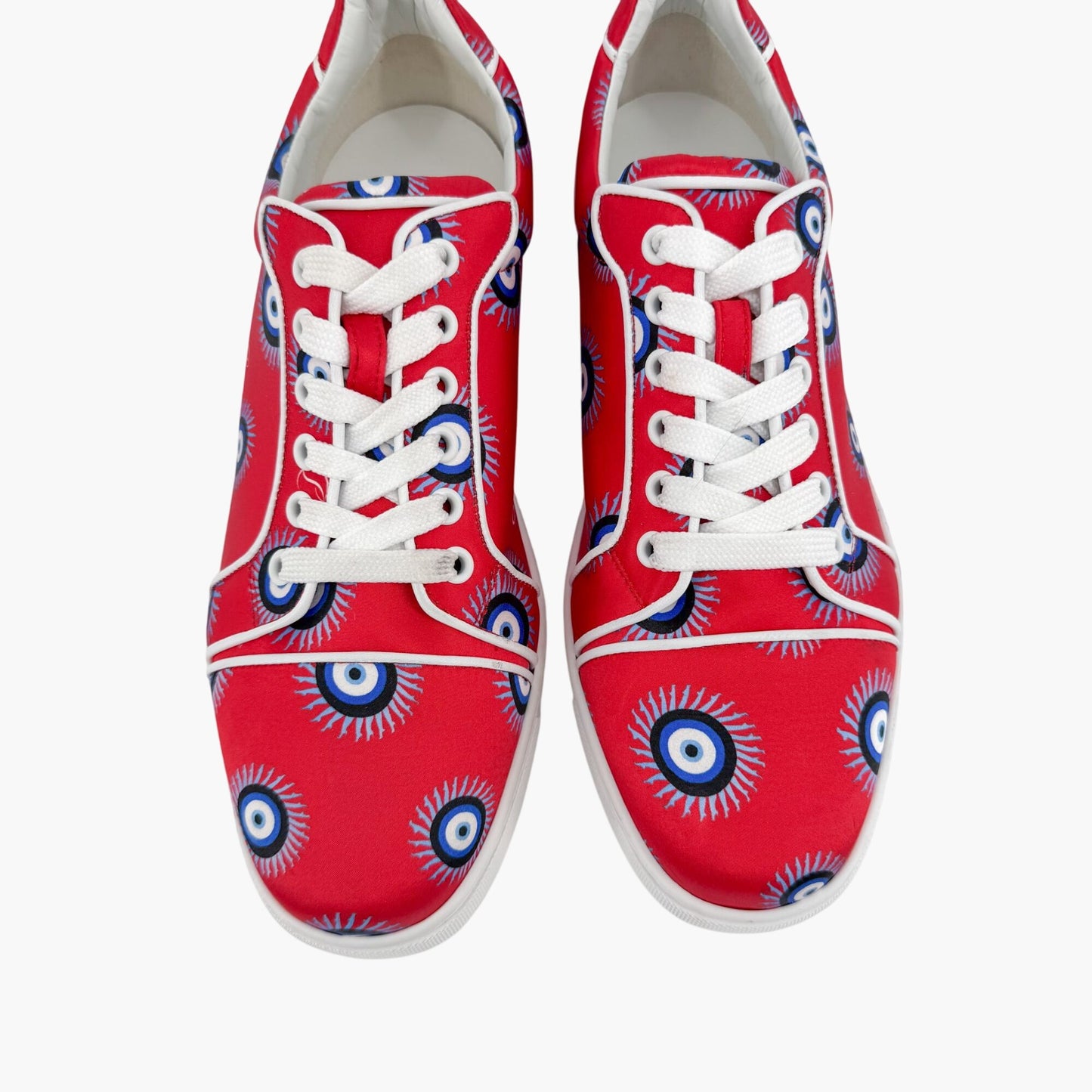 Christian Louboutin Vieira Orlato Evil Eye Sneakers in Red Satin Size 40