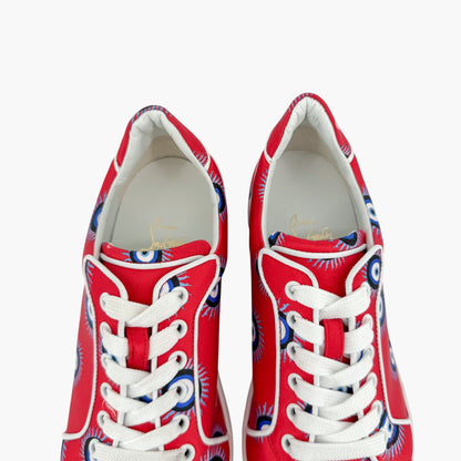 Christian Louboutin Vieira Orlato Evil Eye Sneakers in Red Satin Size 40