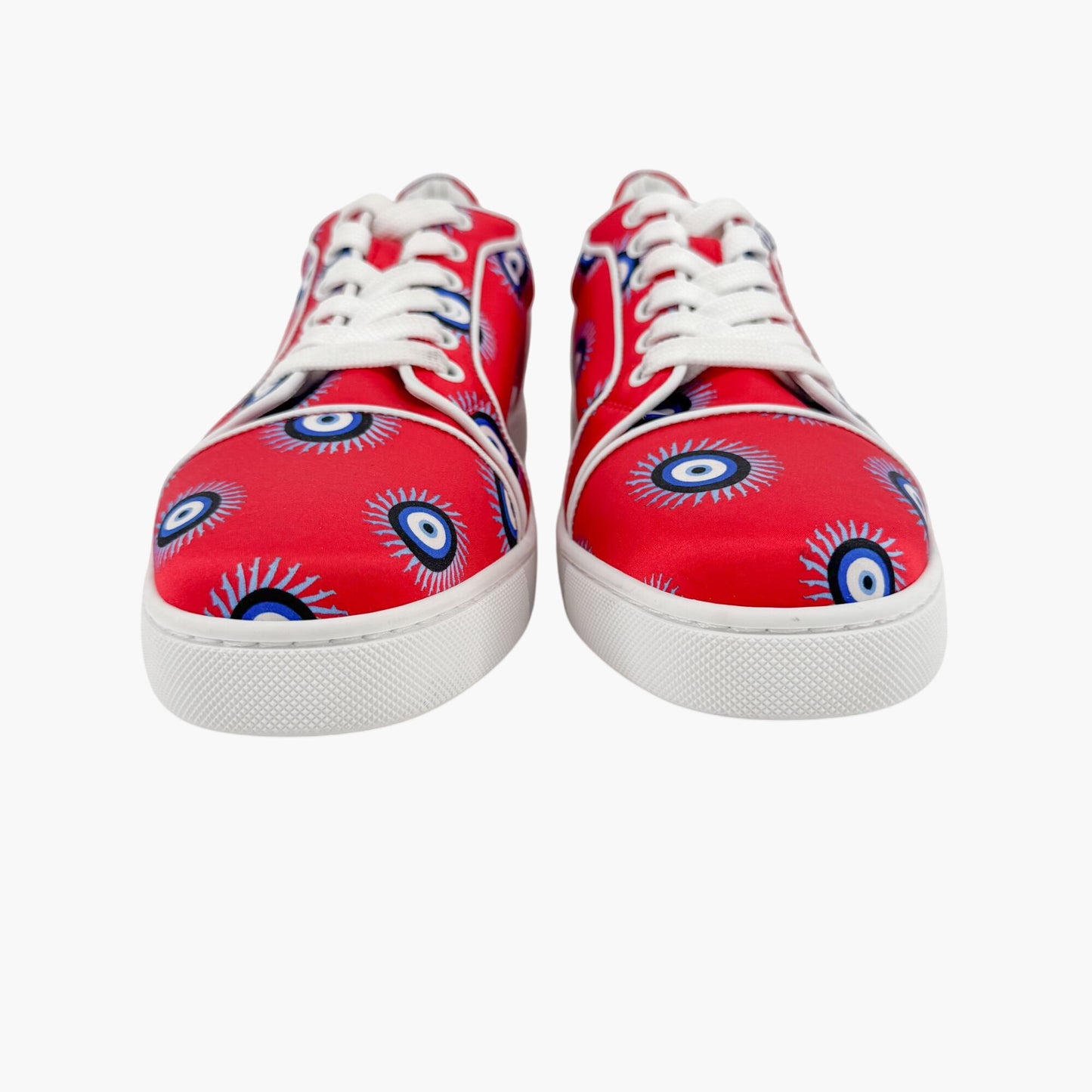 Christian Louboutin Vieira Orlato Evil Eye Sneakers in Red Satin Size 40