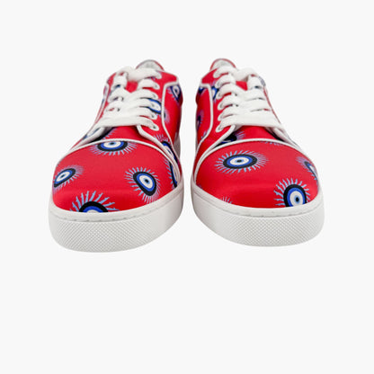 Christian Louboutin Vieira Orlato Evil Eye Sneakers in Red Satin Size 40