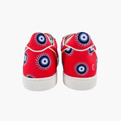 Christian Louboutin Vieira Orlato Evil Eye Sneakers in Red Satin Size 40