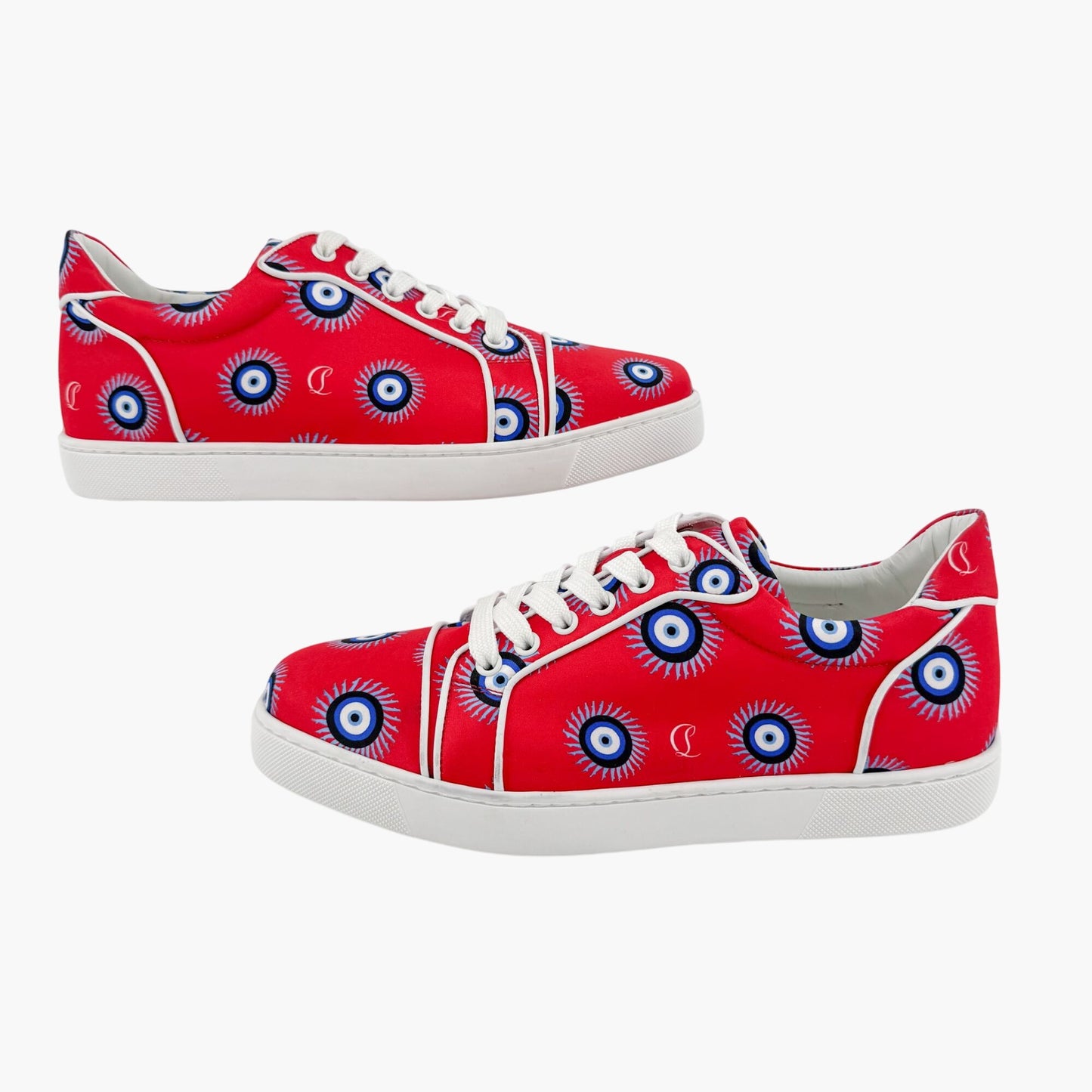 Christian Louboutin Vieira Orlato Evil Eye Sneakers in Red Satin Size 40