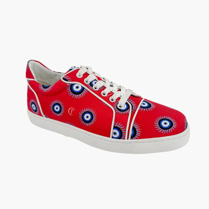 Christian Louboutin Vieira Orlato Evil Eye Sneakers in Red Satin Size 40