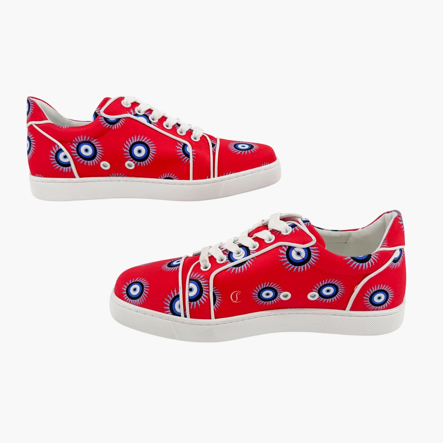 Christian Louboutin Vieira Orlato Evil Eye Sneakers in Red Satin Size 40