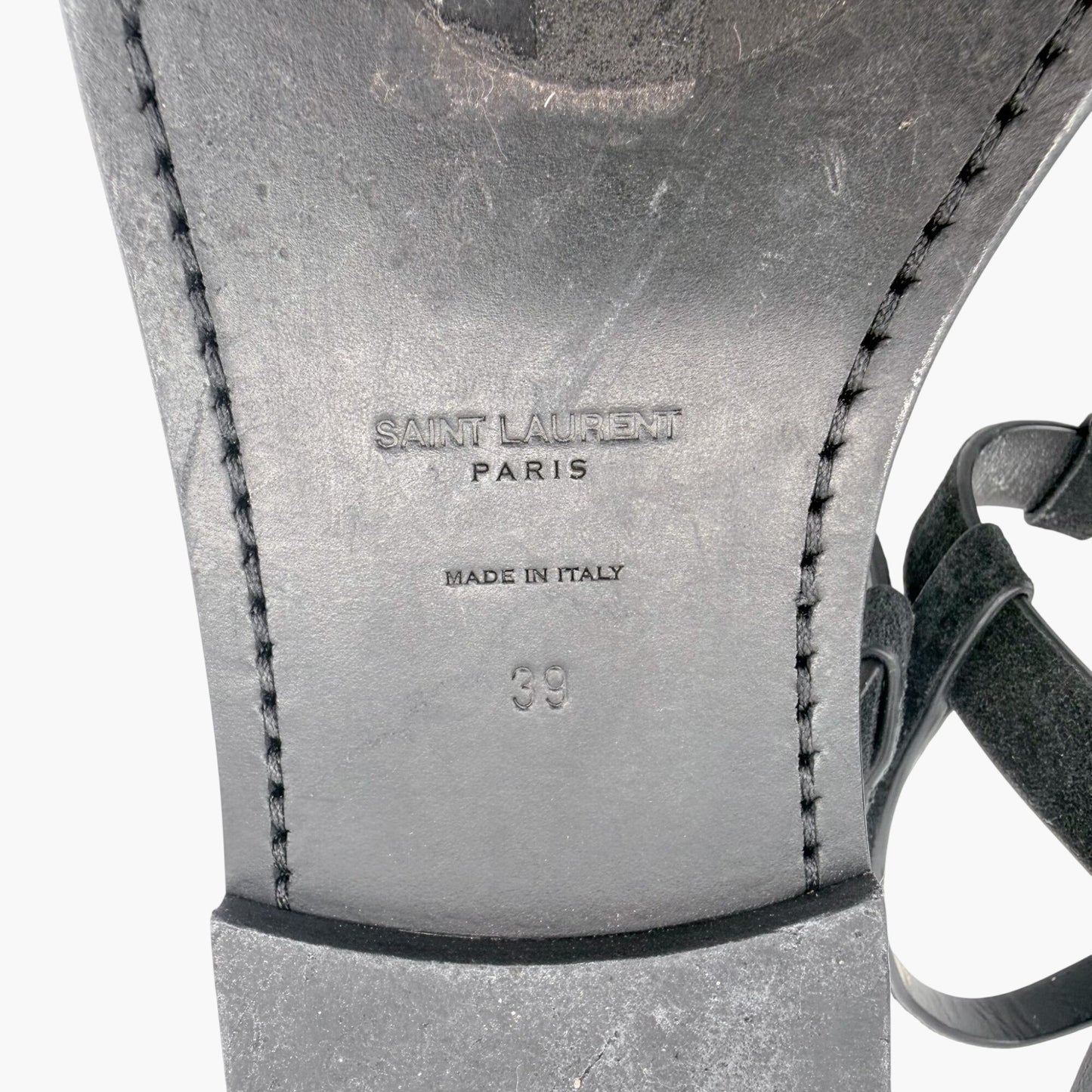 Saint Laurent Cassandra YSL Studded Sandals Black Size 39