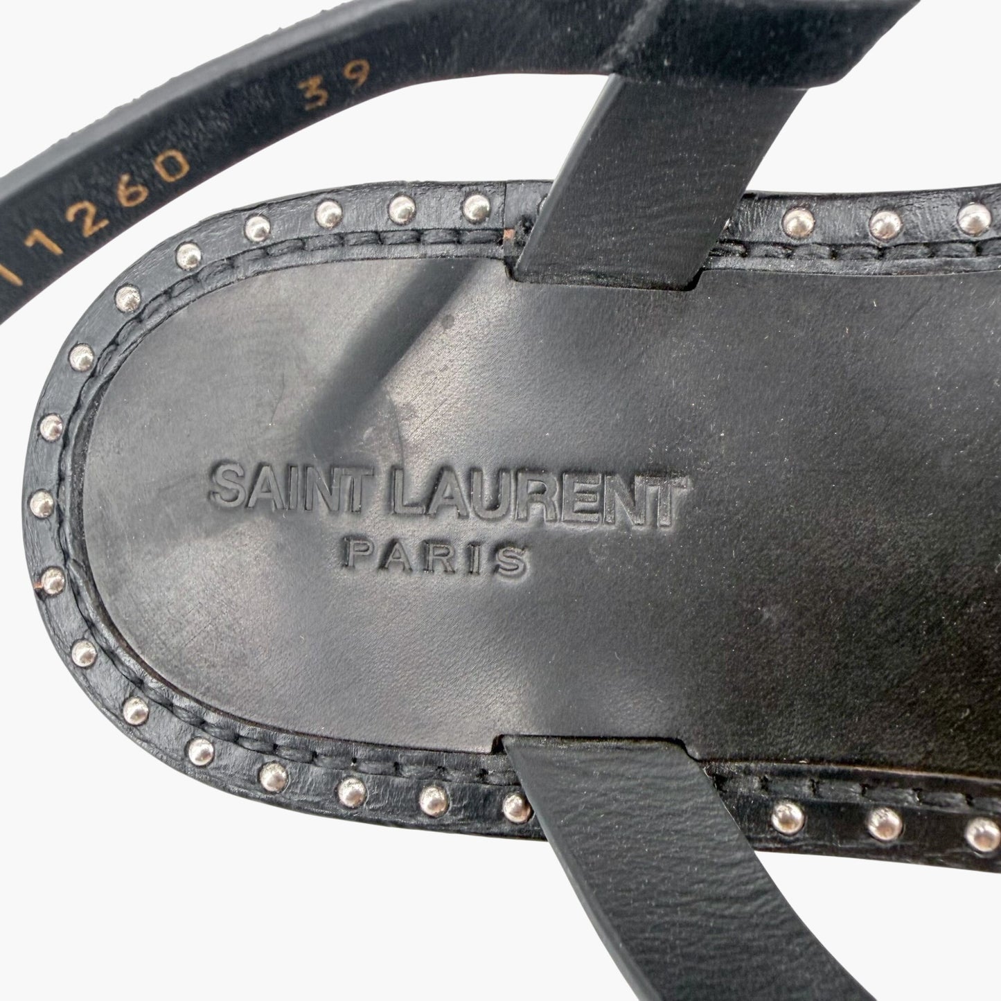 Saint Laurent Cassandra YSL Studded Sandals Black Size 39