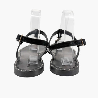 Saint Laurent Cassandra YSL Studded Sandals Black Size 39