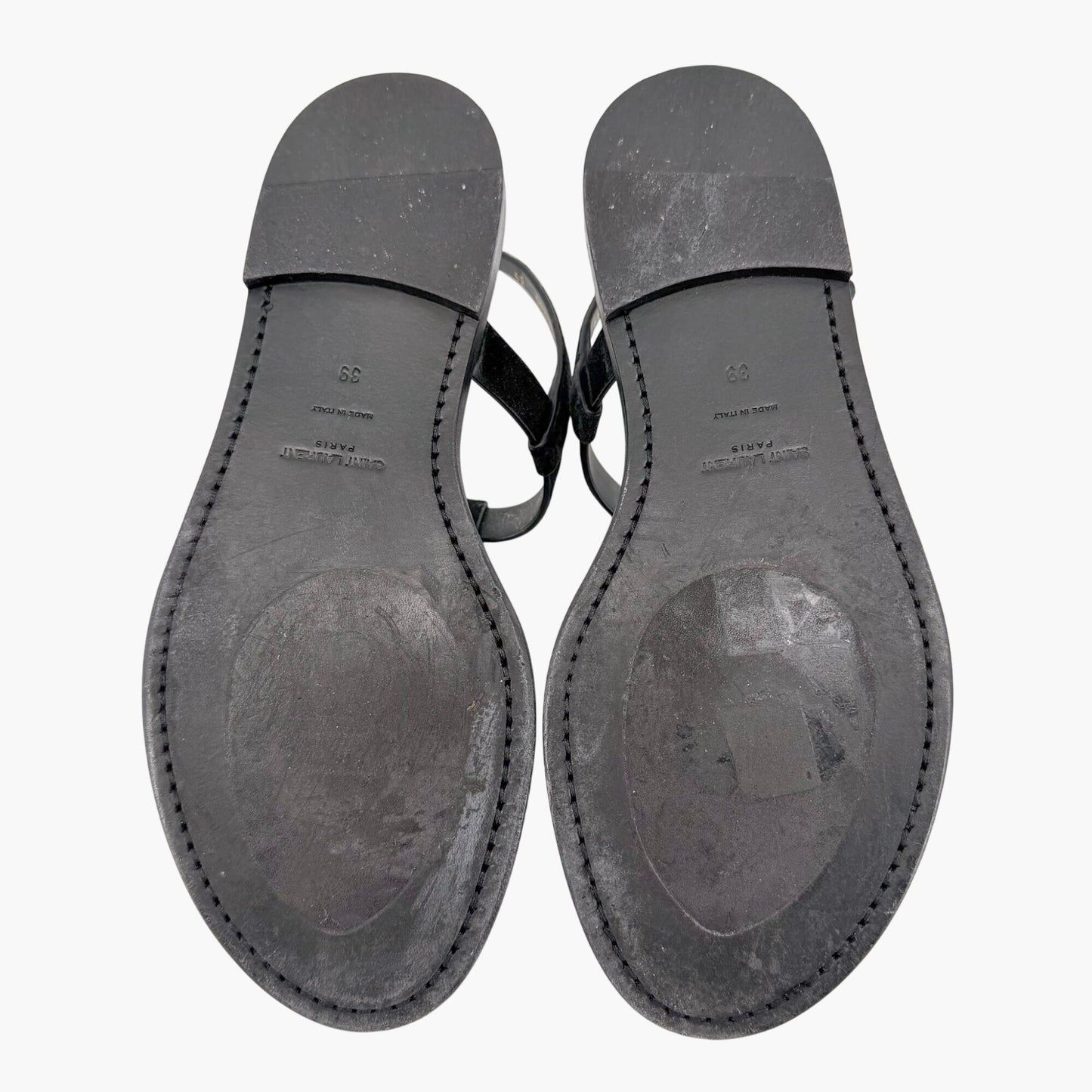 Saint Laurent Cassandra YSL Studded Sandals Black Size 39
