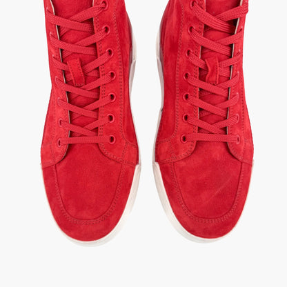 Christian Louboutin Rankick High Top Sneakers in Red Suede Size 40.5