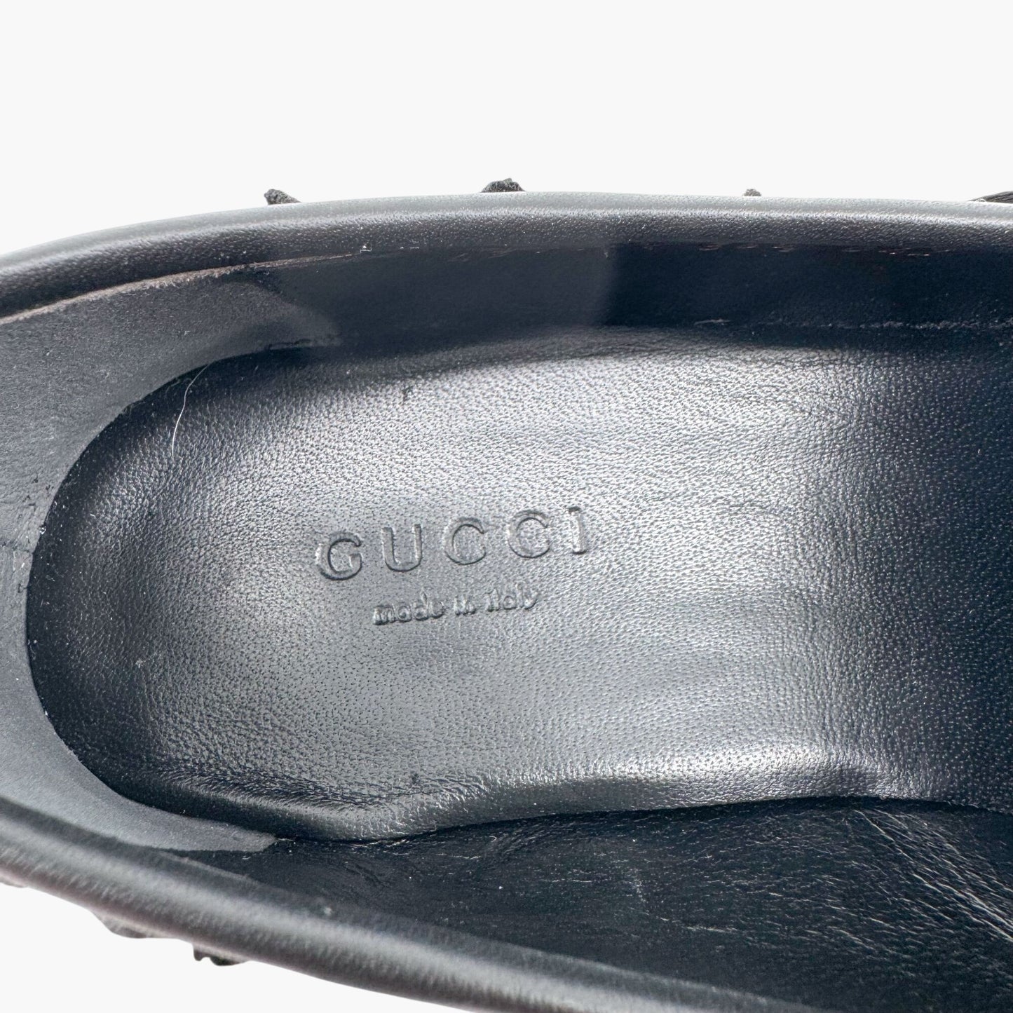 Gucci Jordaan Horsebit Loafer in Black GG Tweed Size 36.5