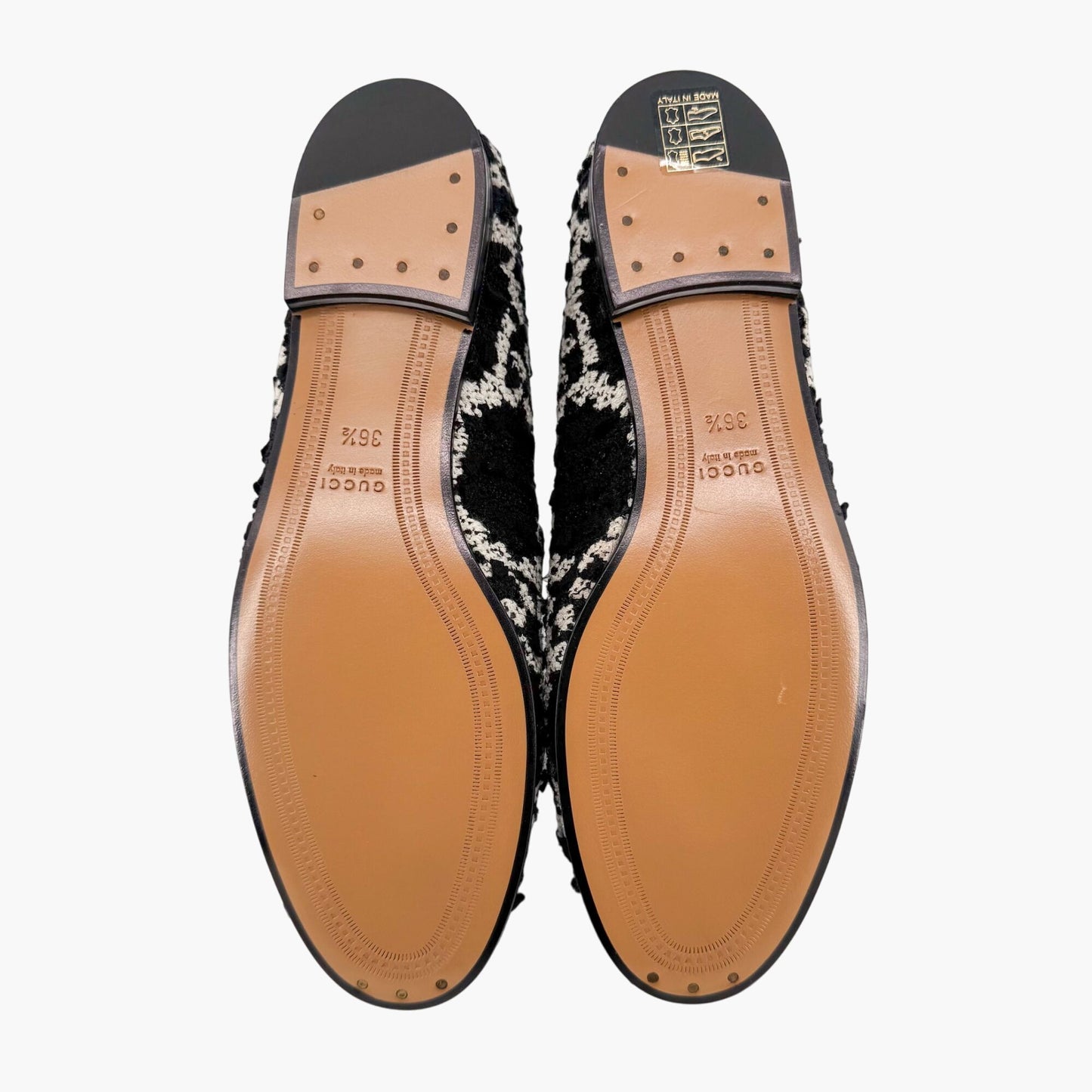 Gucci Jordaan Horsebit Loafer in Black GG Tweed Size 36.5