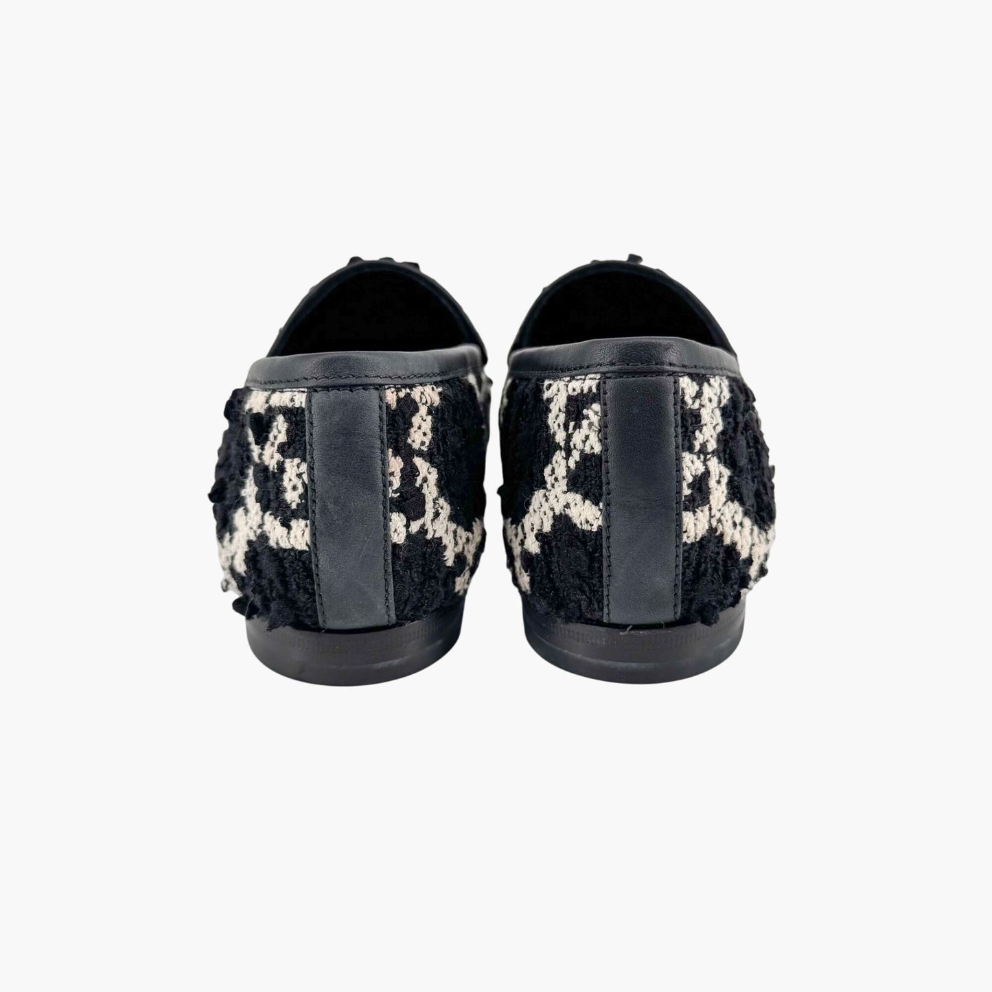 Gucci Jordaan Horsebit Loafer in Black GG Tweed Size 36.5