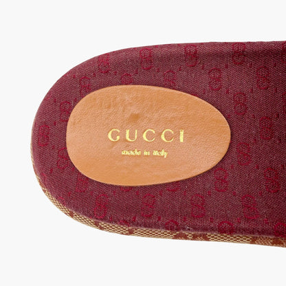 Gucci Angelina Platform Slide Sandals Beige GG Canvas Size 38