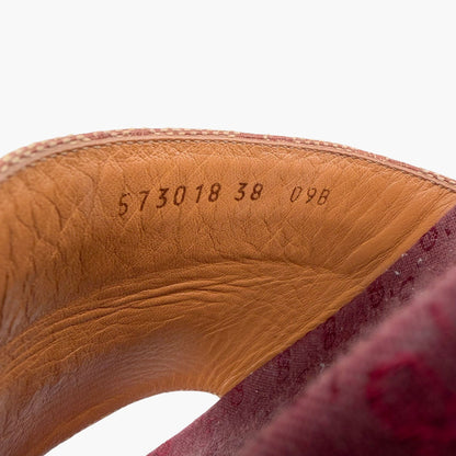 Gucci Angelina Platform Slide Sandals Beige GG Canvas Size 38