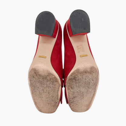 Gucci GG Marmont Fringe Loafer Pumps Red Suede Size 41.5