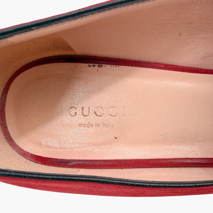 Gucci GG Marmont Fringe Loafer Pumps Red Suede Size 41.5