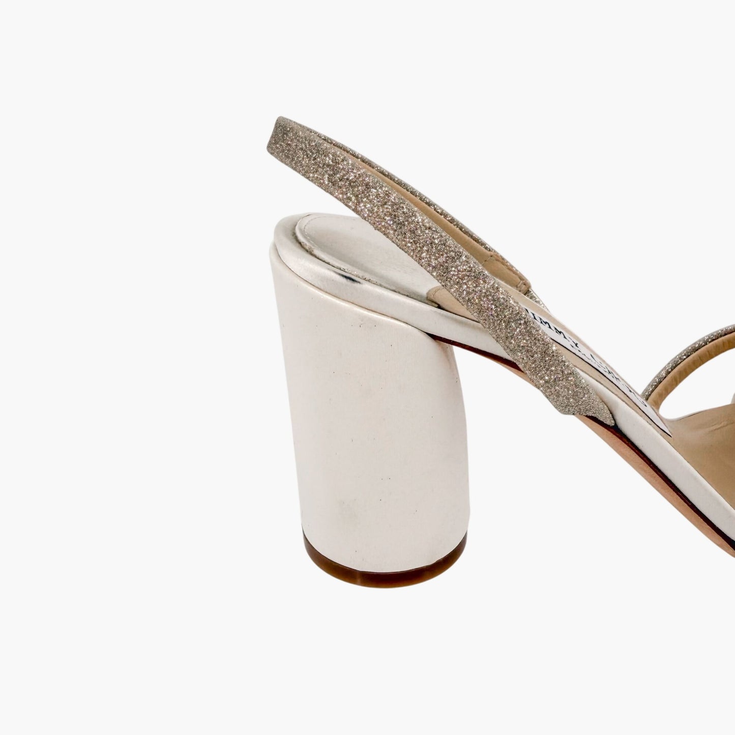 Jimmy Choo Plum 85 Sandals Ivory Glitter Size 38
