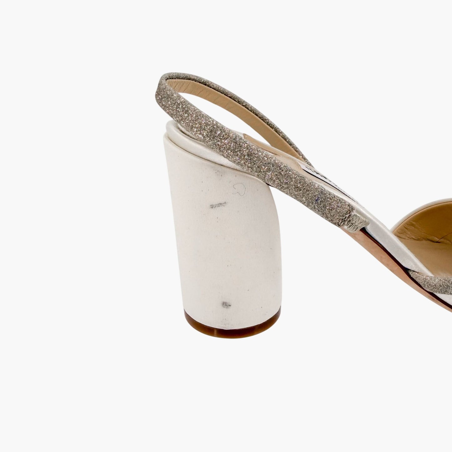 Jimmy Choo Plum 85 Sandals Ivory Glitter Size 38