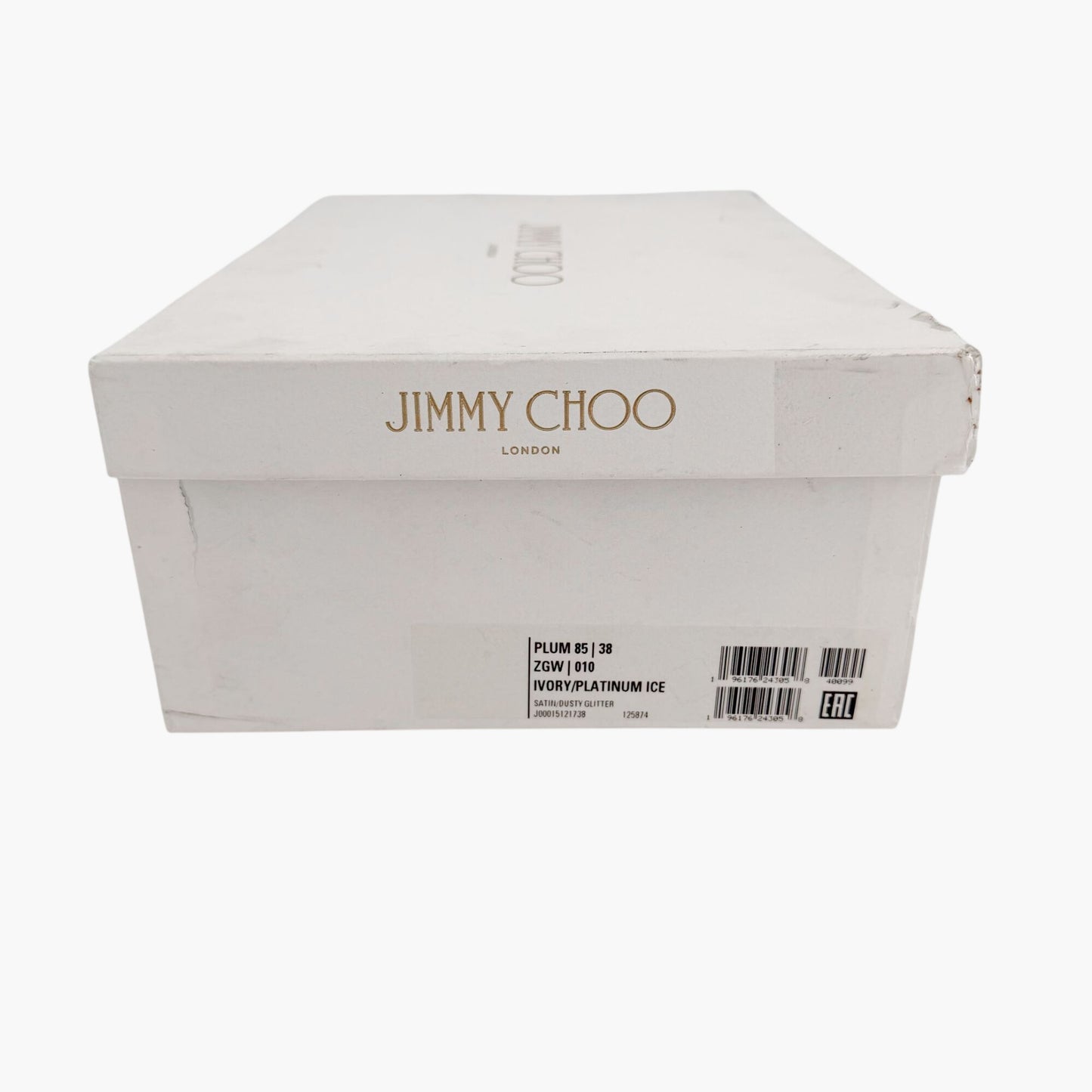 Jimmy Choo Plum 85 Sandals Ivory Glitter Size 38