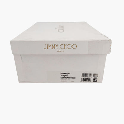 Jimmy Choo Plum 85 Sandals Ivory Glitter Size 38